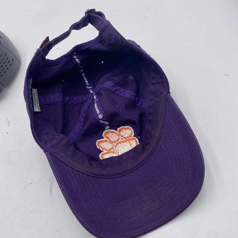 Clemson Tigers Hat Paw‎ Purple Cotton Clean Up Strapback Top Of World Slouch Dad